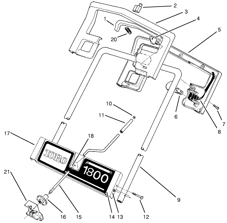 Handle Assembly Diagram and Parts List for 38025 240000001 - 240999999 Lawn Boy Snow Blower
